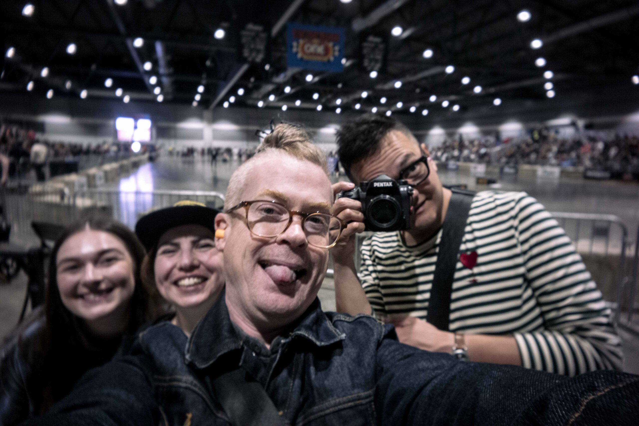 A selfie photo of a group of friends